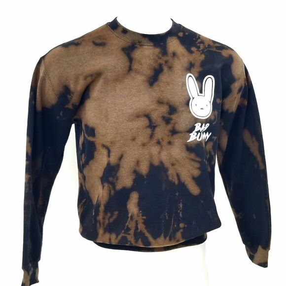 BAD BUNNY Acid Washed Distressed Pullover Crewneck Sweatshirt. rock band hip hop - Picture 2 of 5